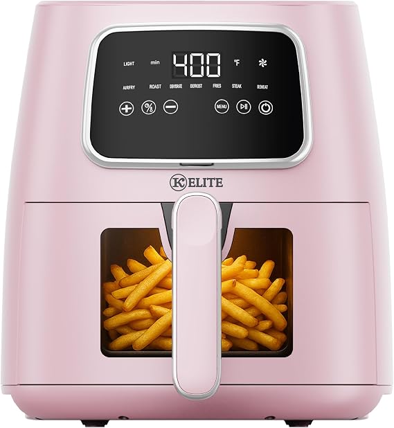Kitchen Elite Digital Air Fryer Oven, 5.5 Quarts, Pink