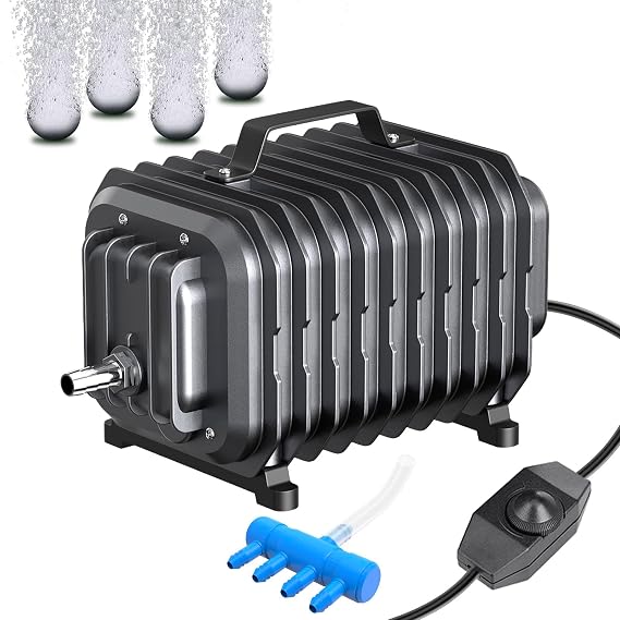 254GPH Aquarium Air Pump, Adjustable Quiet Fish Tank Bubbler, Commercial Air Pump with Completely Accessories, Oxygen Aerator Pump for Aquariums, Ponds, Hydroponics