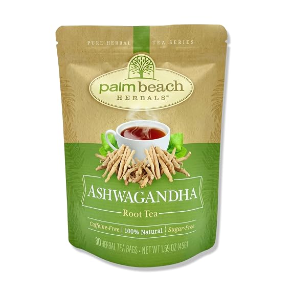 Palm Beach Medicinal Herbs - Ashwagandha Root Tea - Pure Herbal Tea Series, 30ct