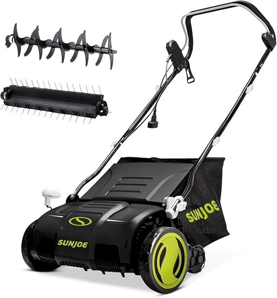 Sun Joe 15-Inch Lawn Dethatcher with Scarifier Blade Reel, AJ805E