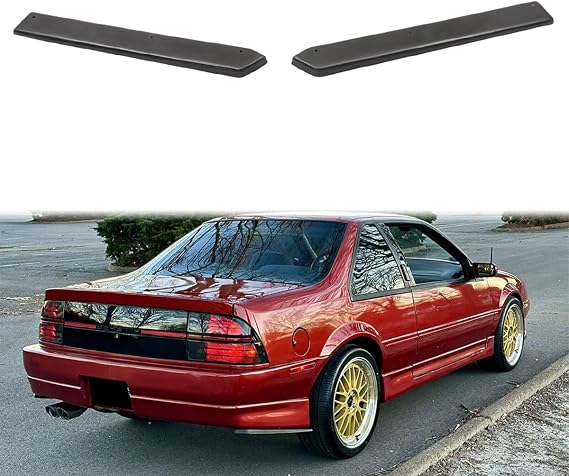 21"x2.75" IKON Style Universal PU Rear Bumper Side Splitter Skirt Aprons | Brand of Hyper Glory, IKON Style, Unpainted Black, PU, Rear Diffuser Side Apron Spats, Rear Bumper Lip Side Aprons Spats Caps