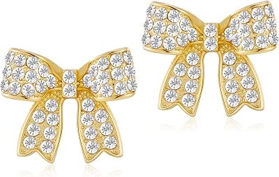 Gold Silver Bow Earrings for Women Cute Bowknot Stud Earrings Trendy Ribbon Bow Earrings Fashion Jewelry