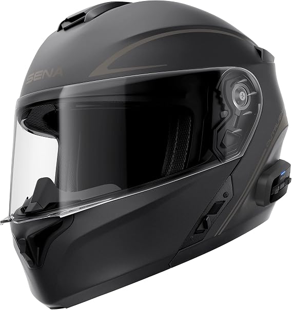 Sena Outrush R Bluetooth Modular Motorcycle Helmet with Intercom System (Matte Black, Small), Discontinued