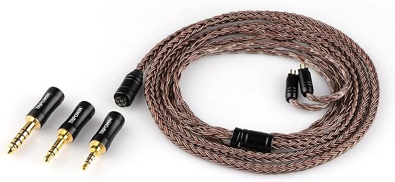 Linsoul Tripowin Amber 32AWG OFC Oxygen Free Cable HiFi IEM Cable with Interchangeable 2.5mm/3.5mm/4.4mm Plug, PVC Sleeve Replacement Cable for Audiophile(2pin 0.78mm)