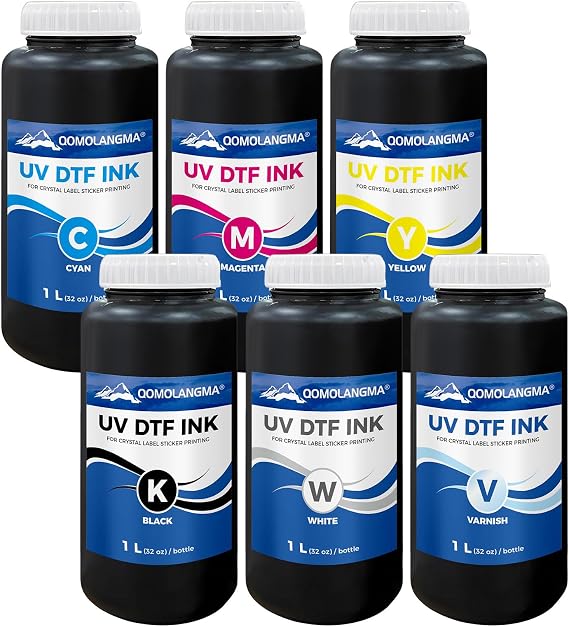 UV DTF Printer Ink CMYKW Varnish UV Inks Direct to Transfer Print A-B PET Film Ink for Crystal Label Sticker DTF Printing 32oz (1 L) / Bottle (White)
