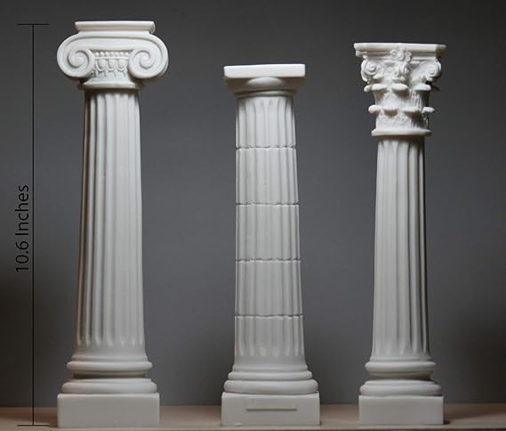 greekartshop Set 3 Columns Pillars Ionic Doric Corinthian Order Architecture Decor Sculpture White