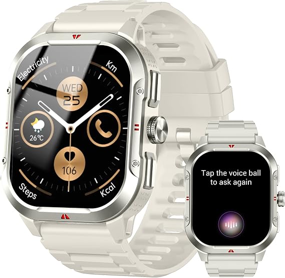 Smart Watch for Men Android/iPhone, 2.06" HD Anti-impact Touchscreen GPS Smartwatch with Heart Rate/SpO2/Sleep/Monitor, Answer/Make Call/Notifications, Fitness Watch IP68 Waterproof, 100+ Sport Mode