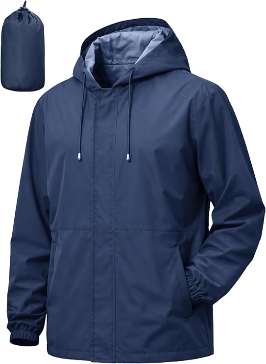UIQUR Mens Waterproof Cycling Jacket Lightweight Packable Rain Jacket | Raincoat For Hiking, Cycling, Running, Fishing ,Golf,Rainy-day work,And Other Outdoor Activities