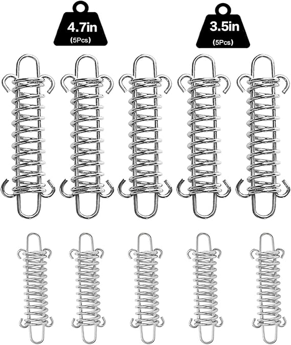 Shade Sail Springs Tension 10 Kit for Triangle Rectangle Sun Shade Sail Installation, 304 Stainless Steel Tension Springs with Hook Ends,Porch Swing Springs,Dog Chain Tension Springs,Rope Spring