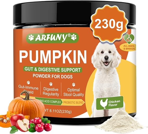 Pumpkin Powder for Dogs, Daily Support Dog Digestion Health, Chicken Flavor