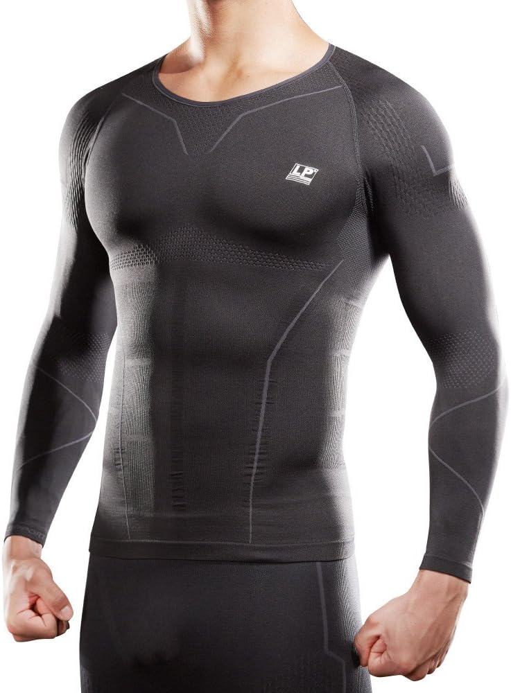 LP SUPPORT ARM2401Z Mens Long Sleeve Compression Shirts for Sports and Workouts - Fast Drying Material Slate Gray, Size XL