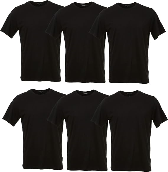 Mens Crew Neck T-Shirt 6 Pack, 100% Combed Cotton Short Sleeve Tees, Soft Prewashed Preshrunk Regular Fit Casual Basic