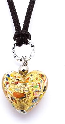 Authentic Murano Glass Heart Pendant Handmade in Italy Jewelry Hand Blown Glass