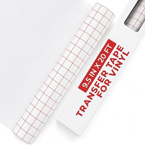 YRYM HT Transfer Tape for Vinyl, 9.5 in x 20 FT Roll, Medium Tack, Red