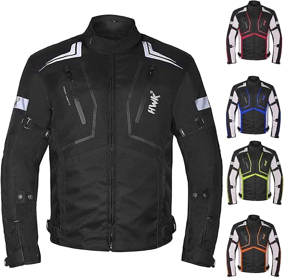 HWK Motorcycle Jacket for Men and Women Scorpion with Cordura Fabric for Enduro Motorbike Riding and Armor Foam Padding for Impact Protection, Dual Sport Motorcycle Jacket - All-Black, Small
