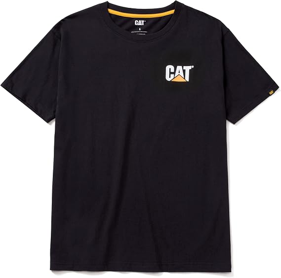 CAT Men's Trademark T-Shirts with Shape-Retention Rib Trim Spandex, Tagless Neck, and Cat Logo on Left Chest
