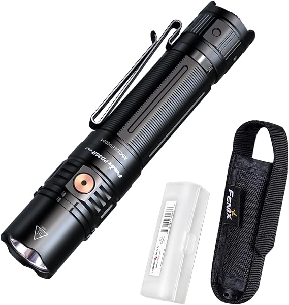 Fenix PD36R V2.0 1700 Lumen USB-C Rechargeable Tactical Flashlight | 433-yard long throw beam, dual tactical switches, 18W USB-C fast charging, IP68 waterproof, two-way pocket clip