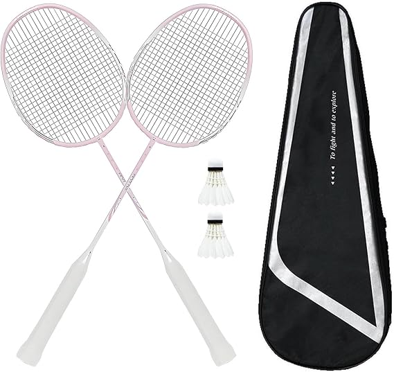 Badminton Racket Set,Full Carbon Fiber 5U Ultra-Light Durable Professional Double Racket for Men and Women,with 2 Badminton Rackets,2 Shuttlecocks,1 Black Carrying Bag