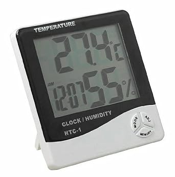 Digital Thermometer Hygrometer Indoor Outdoor Temperature Meter Humidity Gauge Monitor with LCD Alarm Clock, for Home Office Car Babyroom Bedroom, Garage Warehouse, Fahrenheit or Celsius