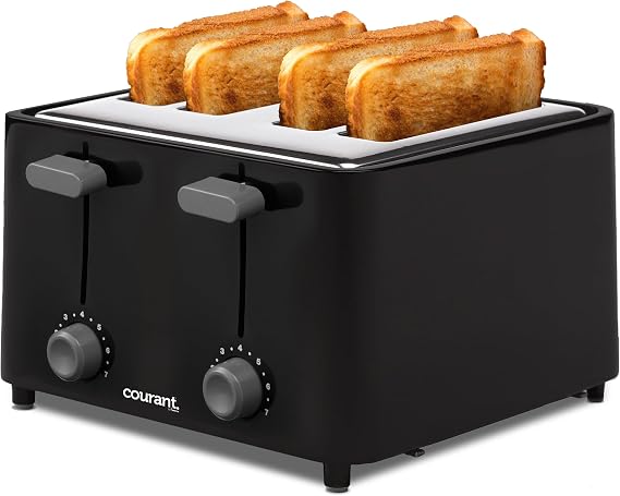 Courant Classic 4 slice Toaster with drop down crumb tray for easy cleaning Black