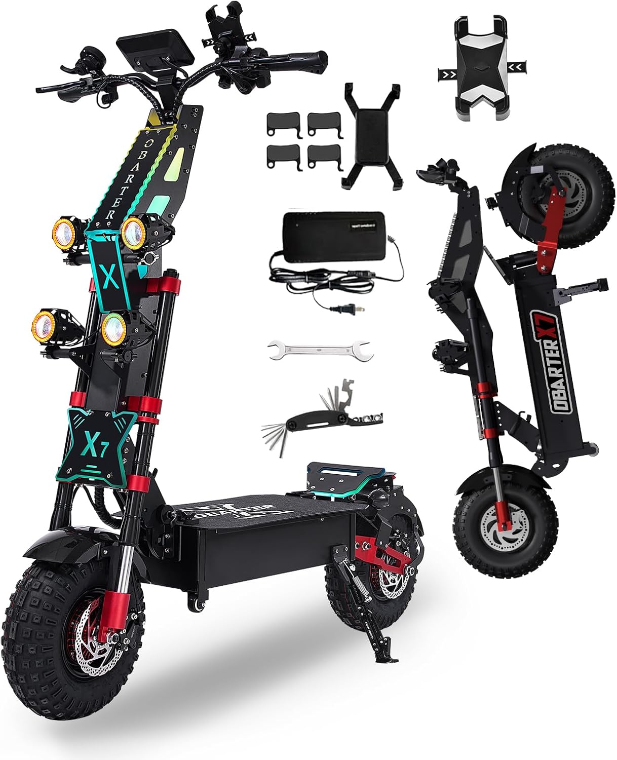8000W Dual Motor Electric Scooter for Adults - 56MPH High Speed 90-Mile Range 14 All-Terrain Tires & 60V 40Ah Battery Foldable E-Scooter with LCD Display & LED Lights