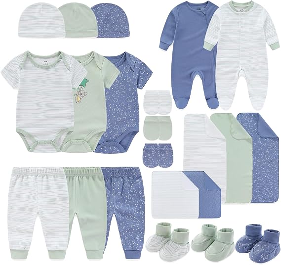 Unisex Newborn Layette Set 22 Piece Gender Neutral Newborn Clothes & Accessories Set Infant Essentials