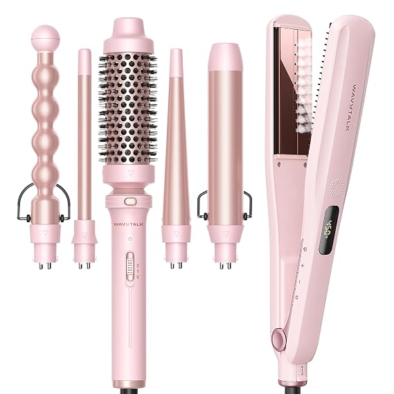 Wavytalk Multi Curl 5 in 1 Curling Wand Set and Steam Sesh Hair Straightener