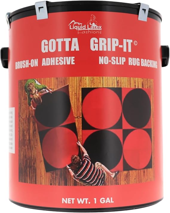Gotta Grip-It Non-Slip Rug Fixative Gum - 1 Gallon - Safe and Easy to Use, Machine Washable and Dryer Safe, Backings Adhesive, Natural, Clear Latex