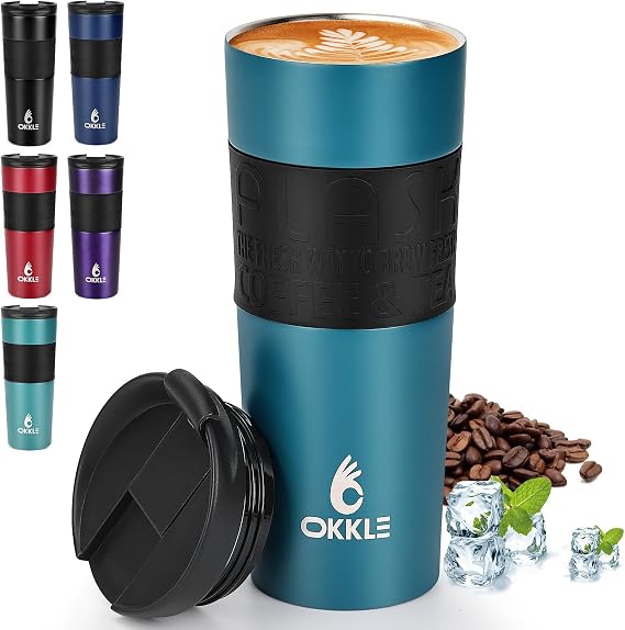 Travel Mugs for Hot Drinks 600ml, Insulated Coffee Mug with Leakproof Lid BPA-Free Coffee Travel Mug, Vacuum Insulation Stainless Steel Cup for Hot and Cold Coffee and Tea