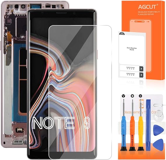 OLED for Samsung Galaxy Note 9 Screen Replacement for Display para Samsung Note 9 LCD SM-N9600 SM-N960F SM-N960U Screen Replacement Digitizer Touch Assembly with Frame(Support Fingerprint) (Purple)