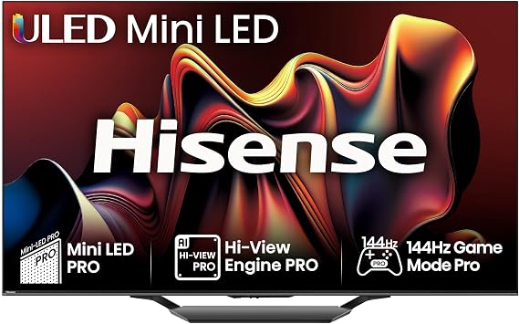 Hisense 75 Inch 144Hz MiniLED Smart TV 75U7NQTUK - Quantum Dot Colour, Dolby Vision IQ & Atmos, iMax Enhanced, Built-in Subwoofer and Vidaa OS with Freely, Youtube, Netflix and Disney+ (2024 Model) [Energy Class D]