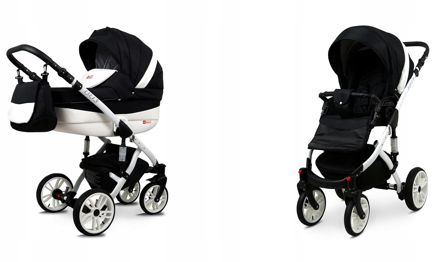 BabyLux ® Bambimo 2-in-1 pushchair set - Lilly - incl. Baby Carrycot  Buggy Sports Seat - Pram Set - Combination Pram with Changing Bag Rain Cover Mosquito Net Cup Holder etc