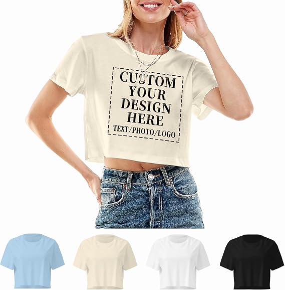 Custom Crop Tops for Women Personalized Summer Shirts