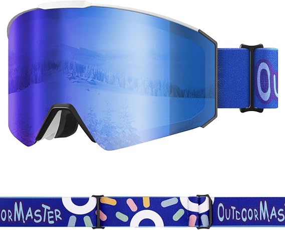 OutdoorMaster Falcon Ski Goggles-Magnetic Interchangeable Lens, Anti Fog UV Protection OTG Snowboard Goggles for Youth