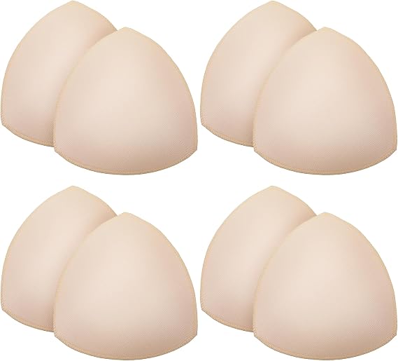 4 Pairs Sports Bra Pads Inserts Thin Bra Pads Inserts Sewn Edges Removable Bra Inserts Triangle Removable Sports Bras Pads for Dresses Swimsuits Bikini Bathing Suit