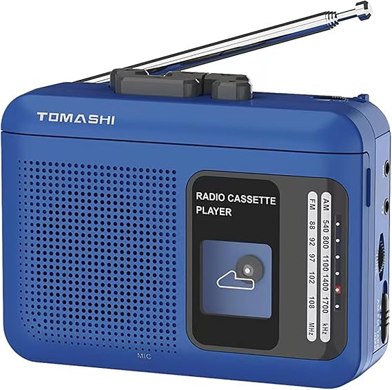 TOMASHI Portable Cassette Tape Player and Recorder with AM/FM Radio | Built-in speaker & mic, cassette recording, headphone & external mic jacks, USB or 2 AA battery power, classic retro design