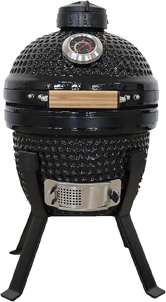 KAMADO BONO Ceramic BBQ Grill, 13" Picnic I Mini Kamado BBQ Charcoal Grill, Egg bbq, Kamado Barbecue Grill I Portable Oven and Smoker with Stand