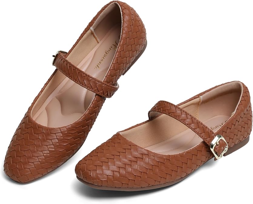 Mary Jane Shoes Women Woven Ballet Flats