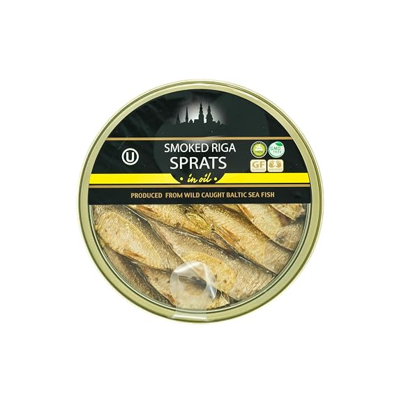 Smoked Riga Sprats in Oil 5.6 Oz. Tin Pack of 12