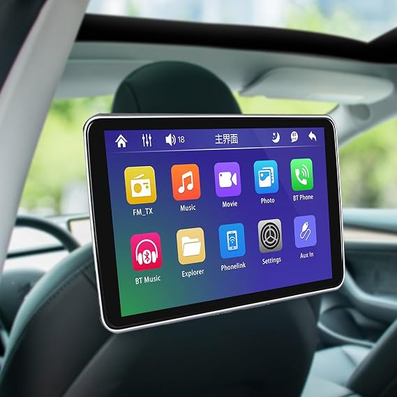 10.1-inch Car TV Headrest Monitor for Back Seat, IPS Touch Screen Video Player, Support Multiple Connection Methods