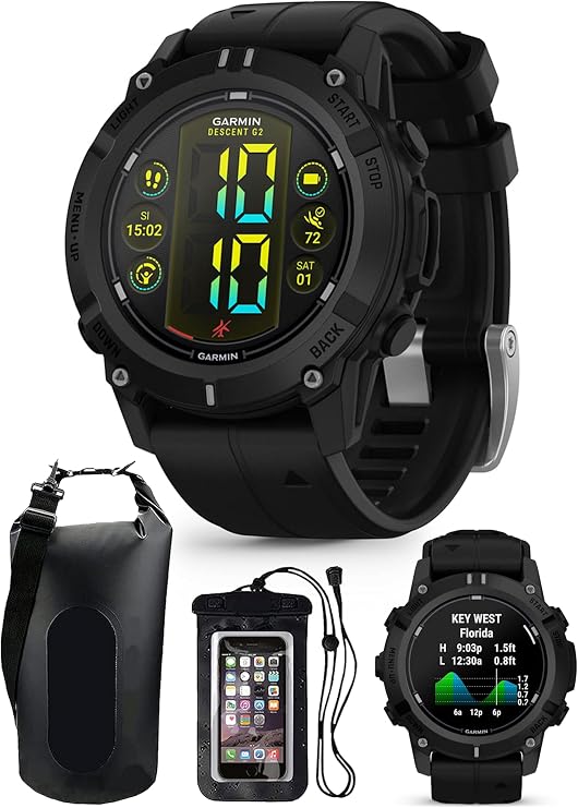 Garmin Descent G2 (Black/Black) AMOLED Dive Computer Watch Bundle
