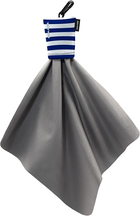 SPUDZ Classic Microfiber Lens Cleaner Clip-On Pouch, Washable for Binoculars, Scopes, Glasses, Screens | Classic | Nautical Stripes, 10 x 10 Inch