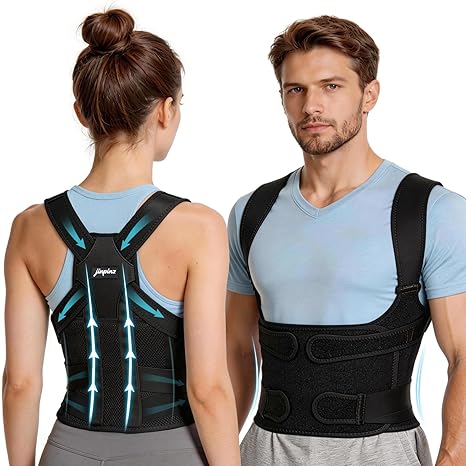 Back Support Posture Brace Corrector: Breathable Posture Corrector Men Women - Adjustable Elastic Support Belt for Shoulder Neck Lumbar - Upper Lower Back Straightener For Scoliosis Hunchback (L)