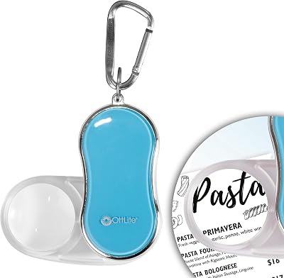 Pocket LED Magnifier wCarabiner Clip, Light Blue, Retail