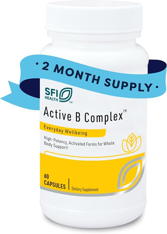 Klaire Labs SFI Health Active Methylated Vitamin B Complex, 60 Capsules | Supports Healthy Energy & Metabolism, Brain, Liver & Nerve Function, Methyl Folate, B12, B6, High Potency for Whole Body
