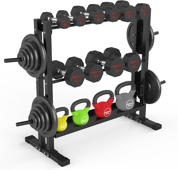PROIRON Heavy Duty All-In-One Weight Rack, Dumbbell Rack for Dumbbells Kettlebells Home Gym Storage, Multi-layer Weights Stand Holder (Rack Only)
