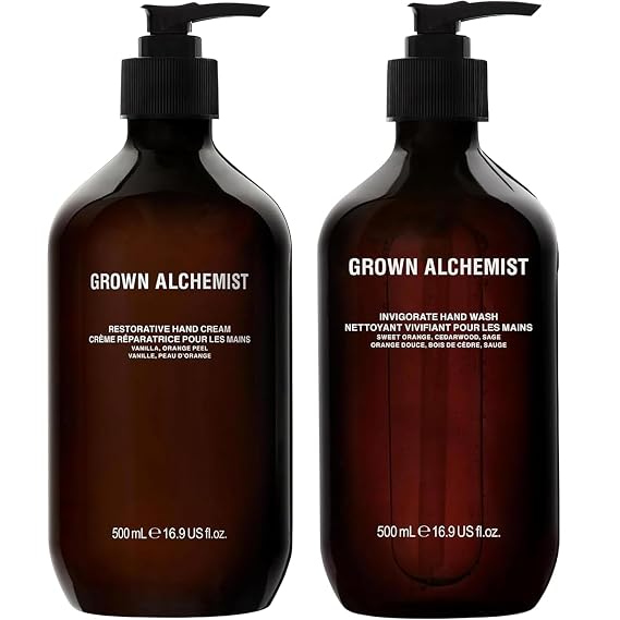 Grown Alchemist The Fix for Dry Hands Bundle. Invigotate Hand Wash + Restorative Hand Cream (500ml each)