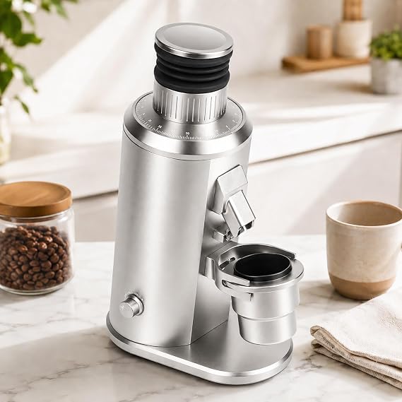 Coffee Grinder - 80mm Flat Burr Espresso Grinder with Variable Speed Control, 0-100 Grind Scale, Dosing Cup and 58mm Portafilter Support