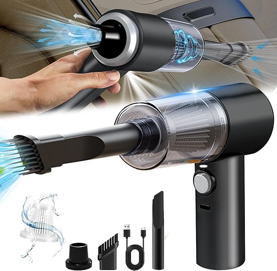 Handheld Car Vacuum Cleaner with Light, Powerful Suction Small Mini Dusts Buster with USB Portable Vacuum Cleaner