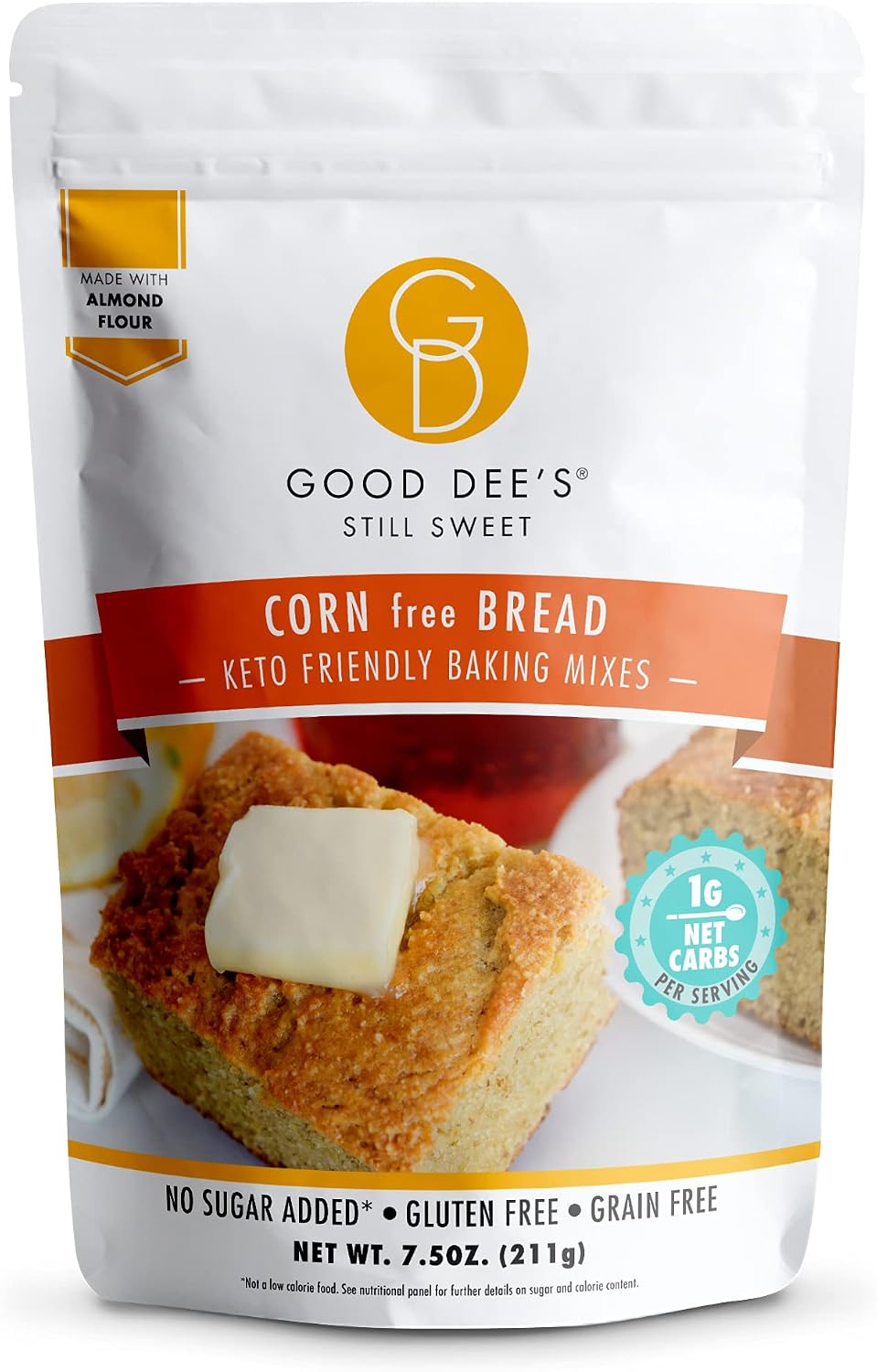Good Dee’s Corn Bread Mix | Keto Baking Mix | Gluten-Free, Sugar-Free, Grain-Free, Dairy-Free, Low Carb Bread Mix | Diabetic, Atkins, WW Friendly 2g Net Carbs, 12 Servings